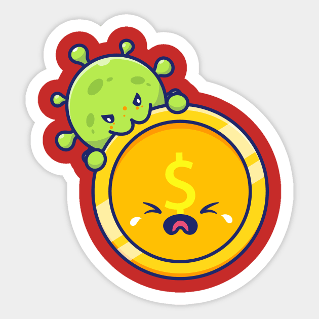 Cute virus with money cartoon 6 Sticker by Catalyst Labs